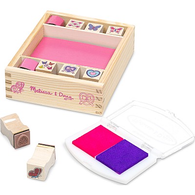 Wooden Stamp Set - Butterflies and Hearts