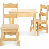 Solid Wood Table & Chairs 3-Piece Set