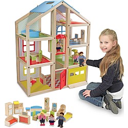 Hi-Rise Wooden Dollhouse and Furniture Set