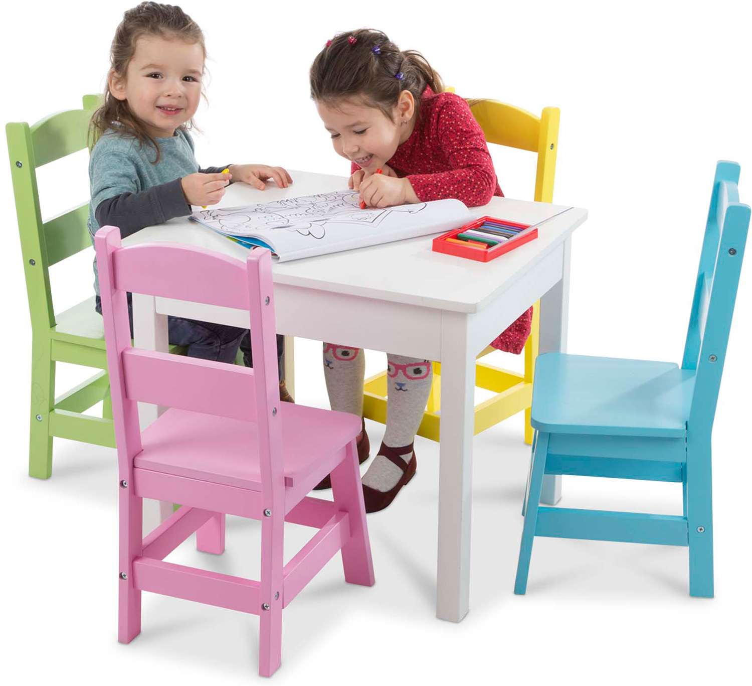 Table & 4 Chairs - Pastel - Playthings Toy Shoppe