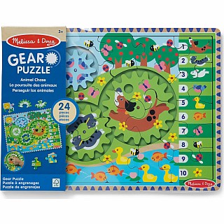 Animal Chase I-Spy Wooden Gear Puzzle