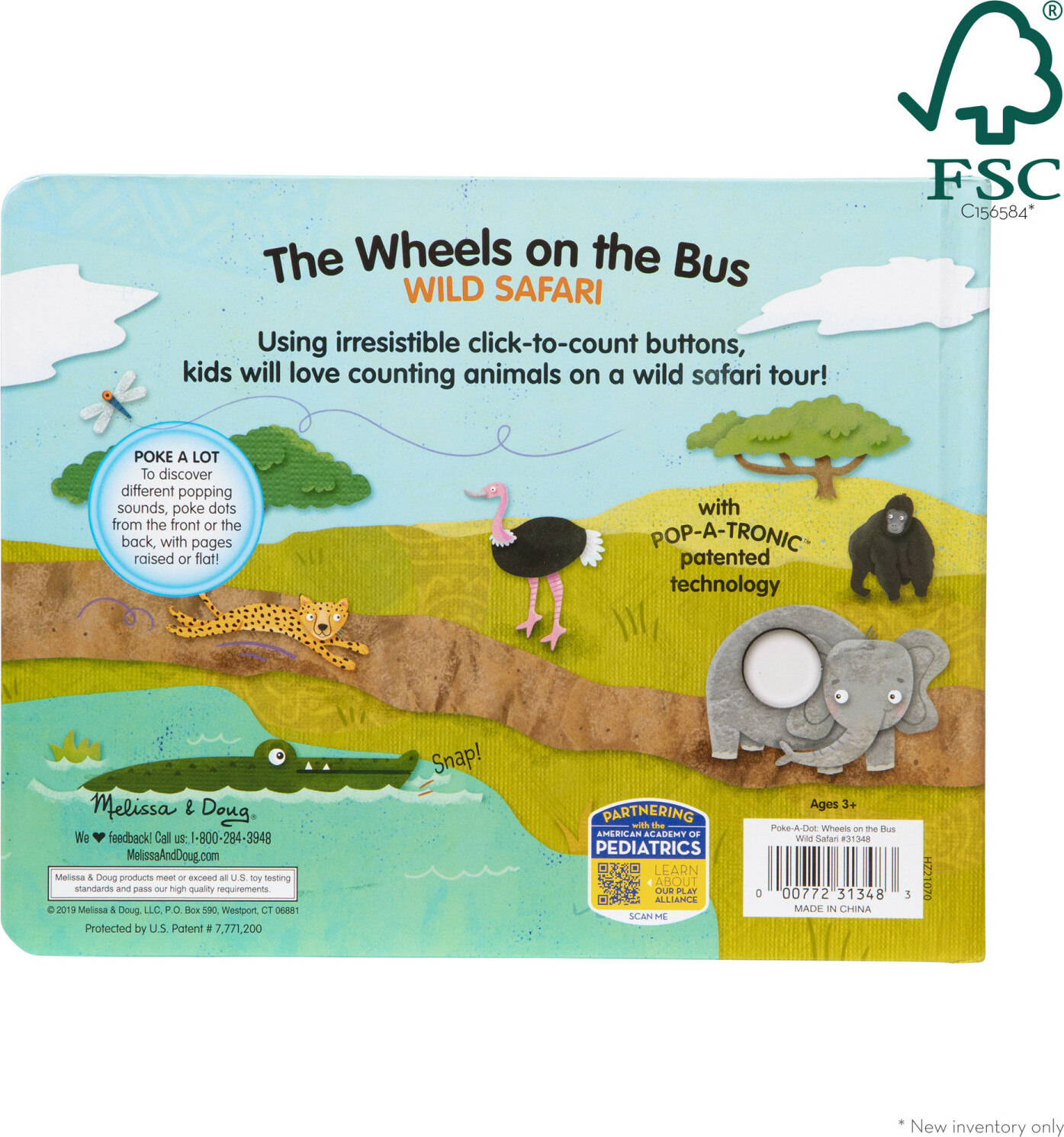 Poke-a-Dot - The Wheels on the Bus Wild Safari Board Book - Imagine That  Toys