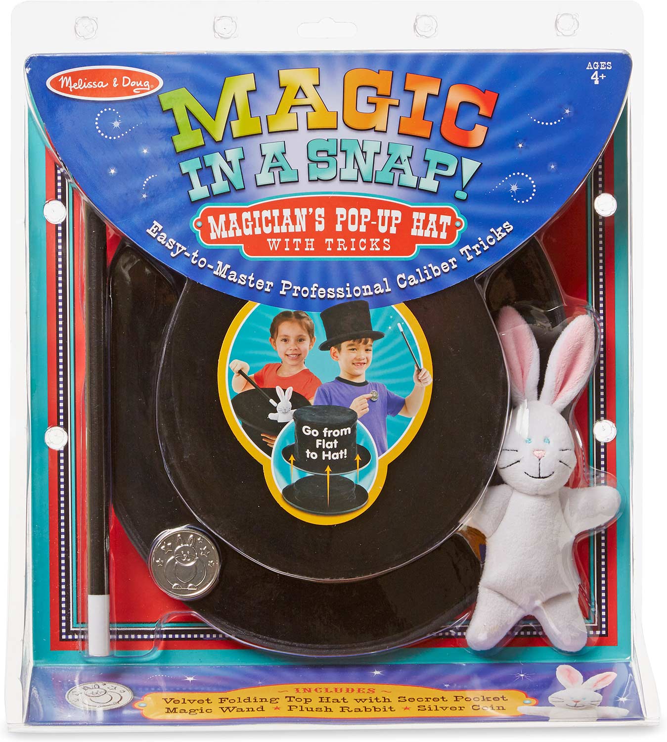 Melissa & Doug and Doug Magic in a Snap Magician's Pop-Up Hat with Tricks 