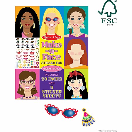 Make-A-Face Fashion Faces Sticker Pad