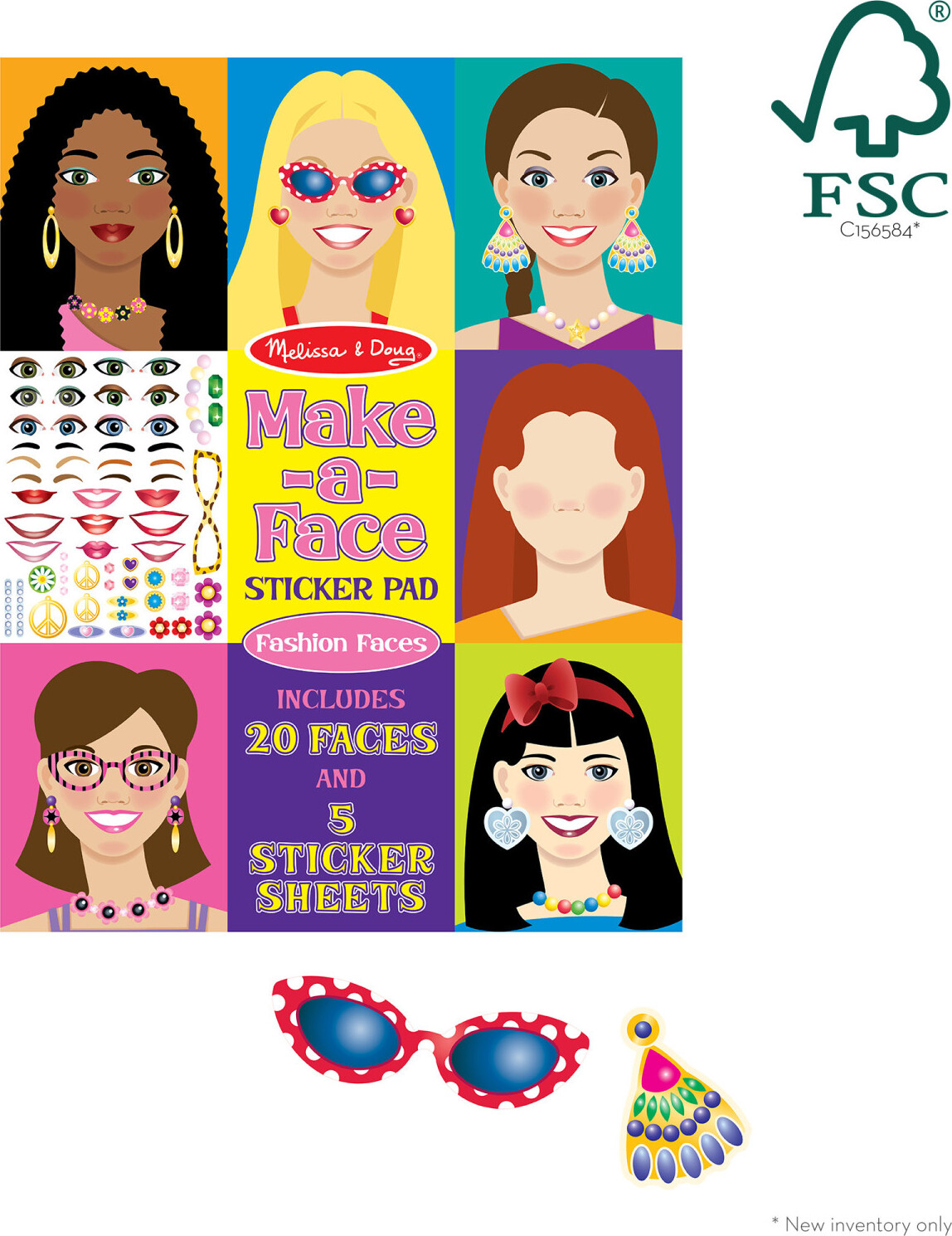 Female  Face Sticker Pad 14195 Melissa & Doug Make Face Sticker Pad 