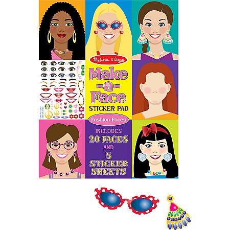 Make-A-Face Fashion Faces Sticker Pad