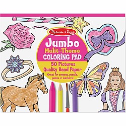 Jumbo 50-Page Kids' Coloring Pad - Horses, Hearts, Flowers, and More
