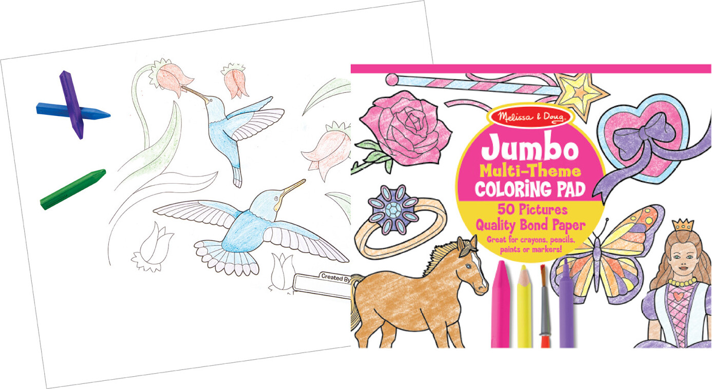 Melissa and Doug Jumbo Multi Theme Coloring Pad - Pink (11 x 14