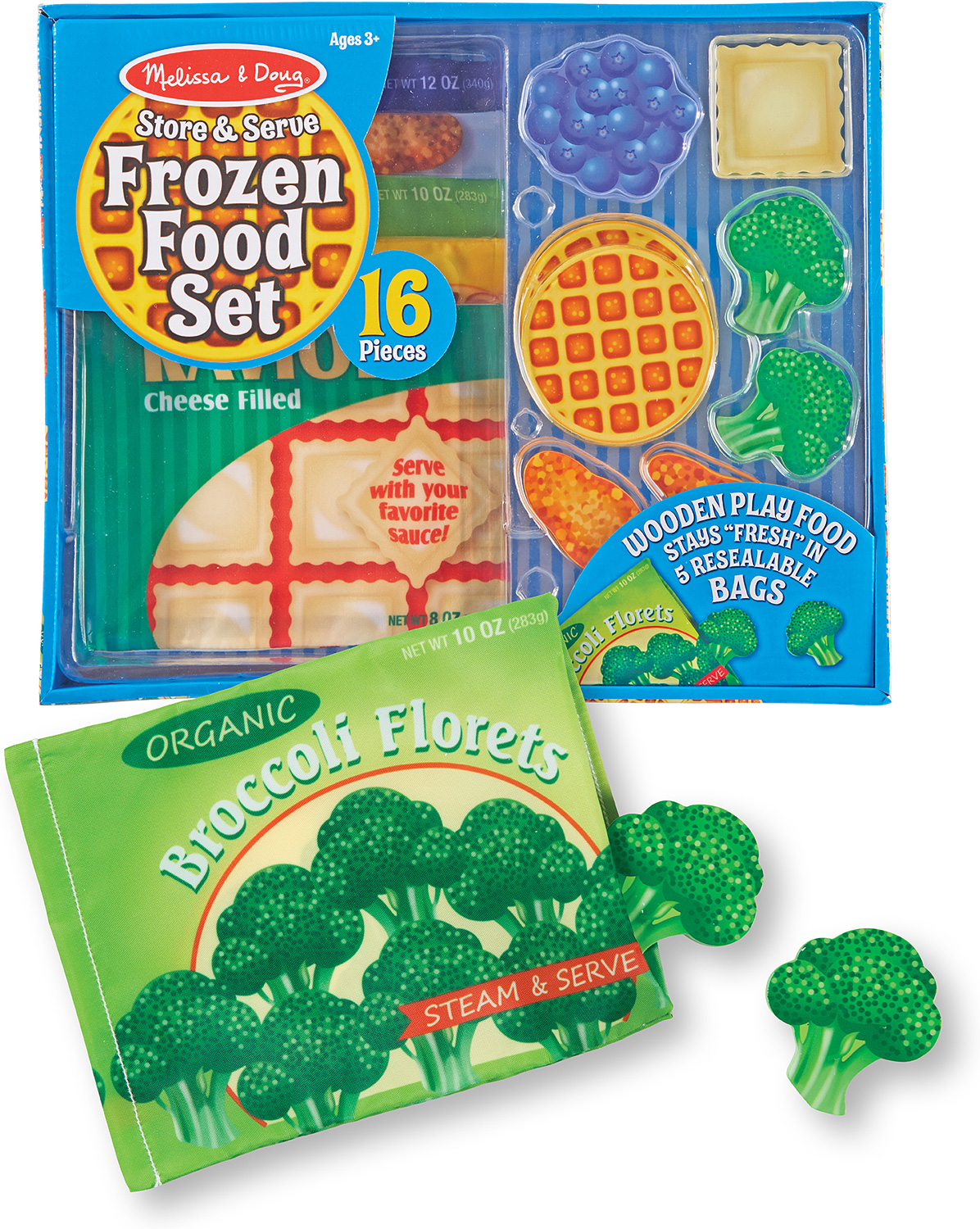 MELISSA & DOUG STORE AND SERVE FROZEN FOOD SET NEW IN ORIGINAL SEALED PACKAGE