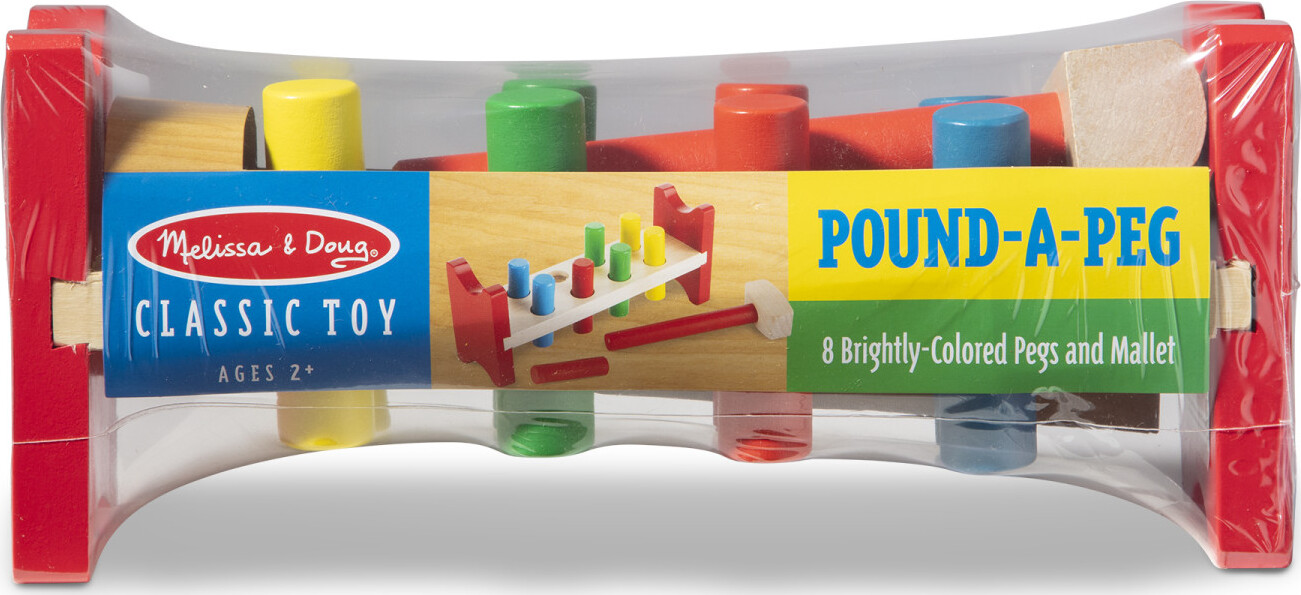 Kids Children Toddler Baby Pound A Peg Wooden Blocks Bench Hammer-In Toy Game 
