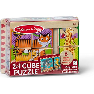 2 in 1 Wooden Cube Puzzle - Animals