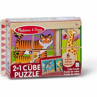2 in 1 Wooden Cube Puzzle - Animals