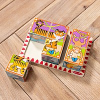 2 in 1 Wooden Cube Puzzle - Animals