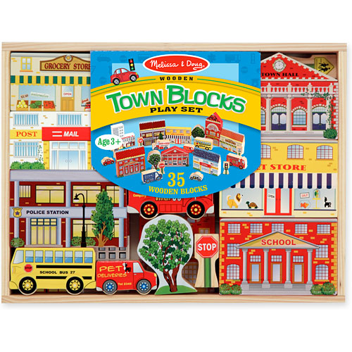 wooden town play set