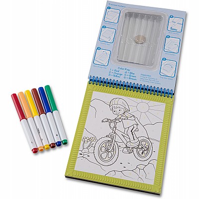 On the Go Color by Numbers Kids' Design Boards With 6 Markers - Playtime, Construction, Sports, and