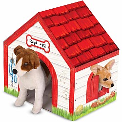 plush dog house with puppies