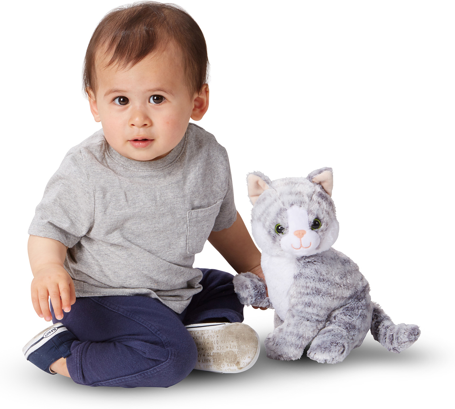 stuffed grey tabby cat