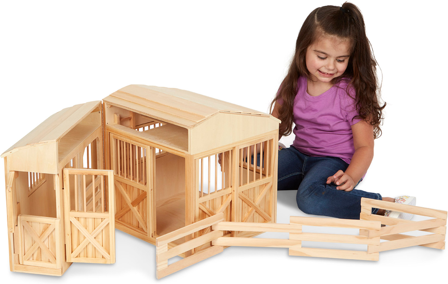 Melissa & doug folding wooden horse stable dollhouse with fence online