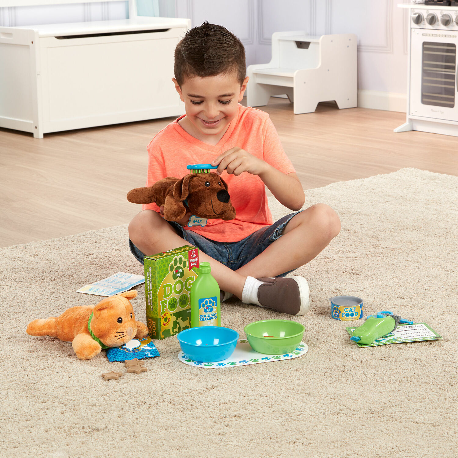 feeding & grooming pet care play set