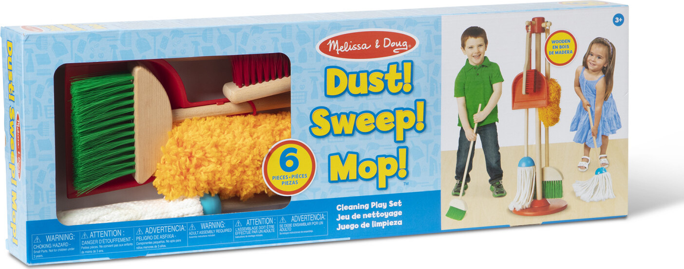 Kids Cleaning Sweeping Play Set Mop Broom Brush Dustpan Pretend Toy Gift Set