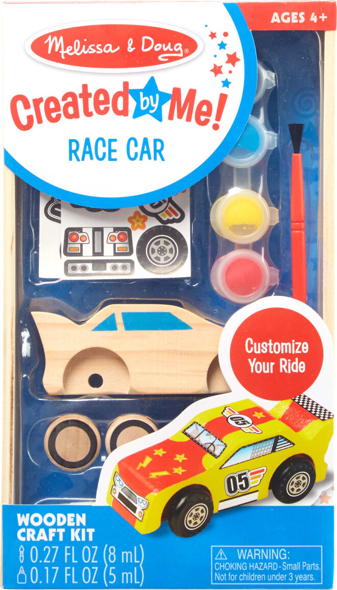 CHILDREN'S CRAFT 4+ MELISSA & DOUG KIDS DECORATE YOUR OWN WOODEN RACE CAR KIT 