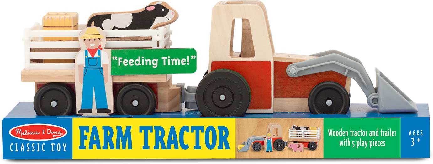 MELISSA AND DOUG WOODEN FARM TRACTOR PLAY SET ANIMALS 