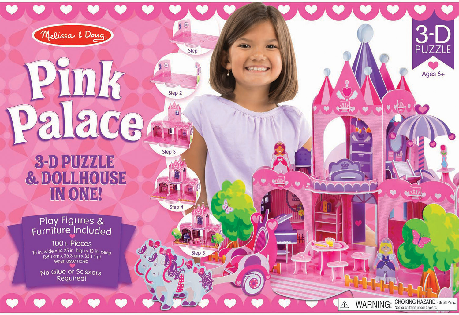 Pink Palace 3-D Puzzle And Dollhouse 