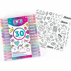 Gel Pens 30-Piece Set & Stickers