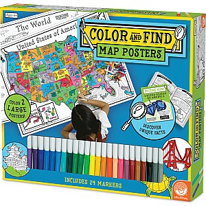 Color & Find Map Posters: USA and World