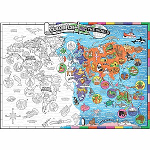 Color & Find USA & World Map Posters