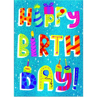 Happy Birthday Lettering Glitter Card