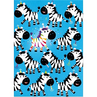 Birthday Zebras Flocked Card