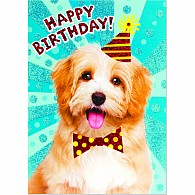 Birthday Dog  Glitter Card