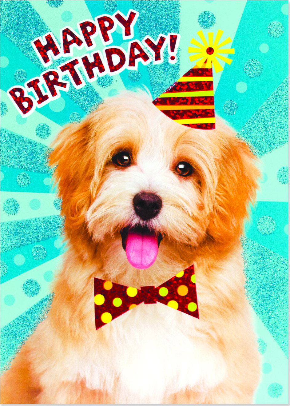 Birthday Dog  Glitter Card