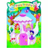 Fairy Tea Party Glitter Card