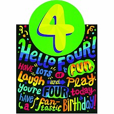 Age 4 Neon Lettering Card