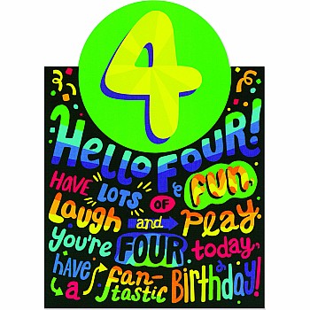 Age 4 Neon Lettering Card