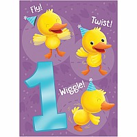 Age 1 Duck Foil Birthday Card