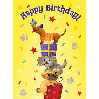 Stacked Dogs Glitter Tall Tri-fold Card