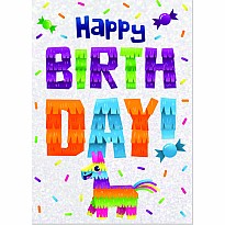 Pinata Happy Birthday Glitter Text Card