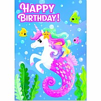Glitter Seahorse/Unicorn Birthday Card