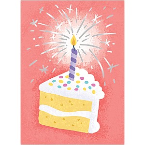Candle In Slice of Cake Glitter & Foil Card
