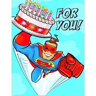 Superhero With Cake Gift Enclosure Card