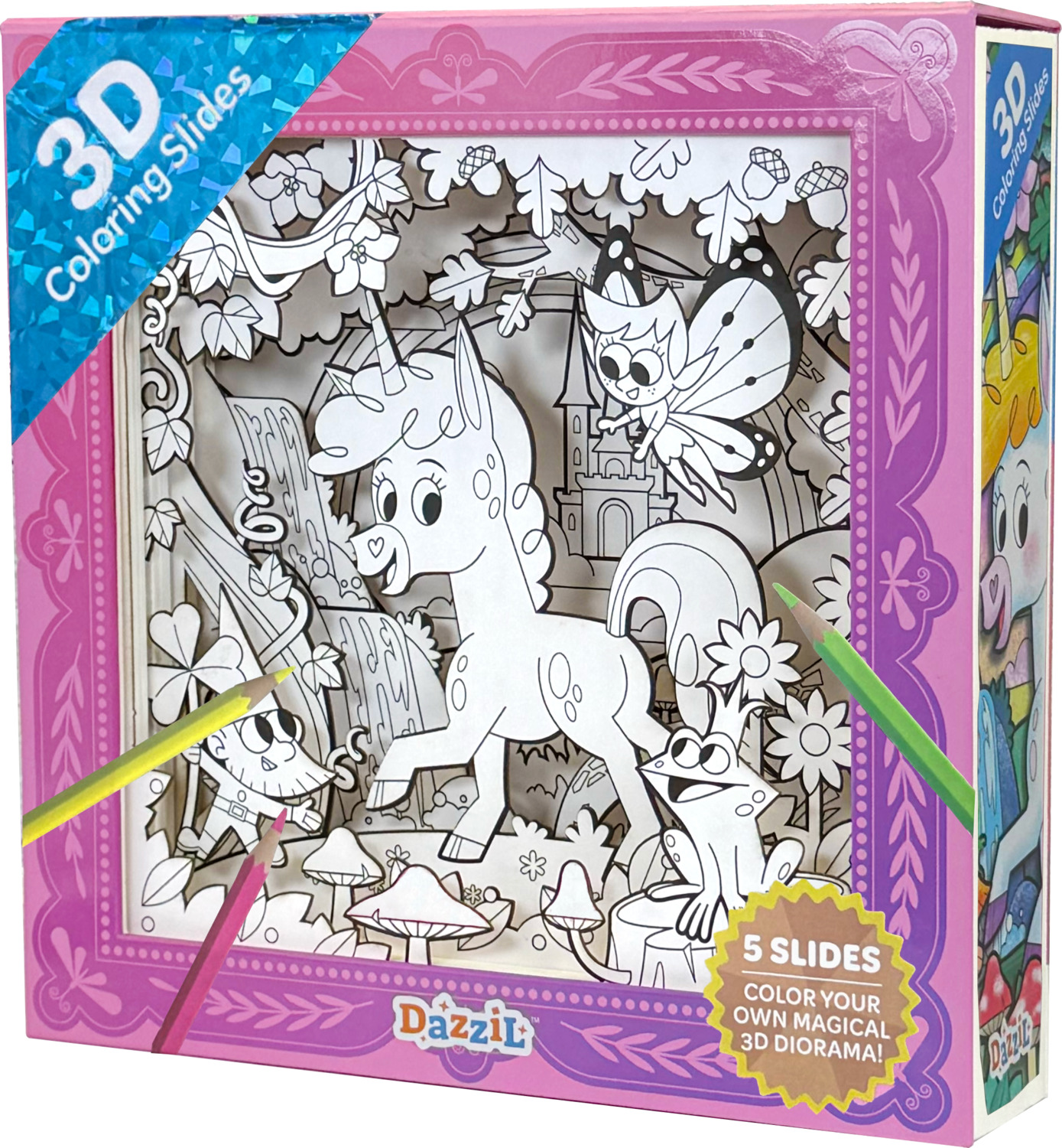 3D Coloring Slides - Unicorn