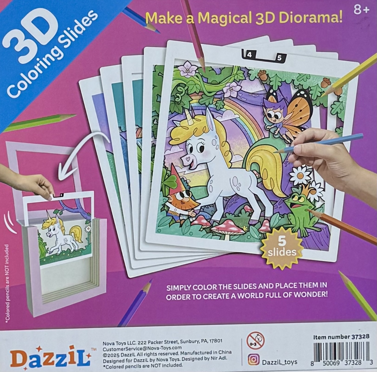 3D Coloring Slides - Unicorn