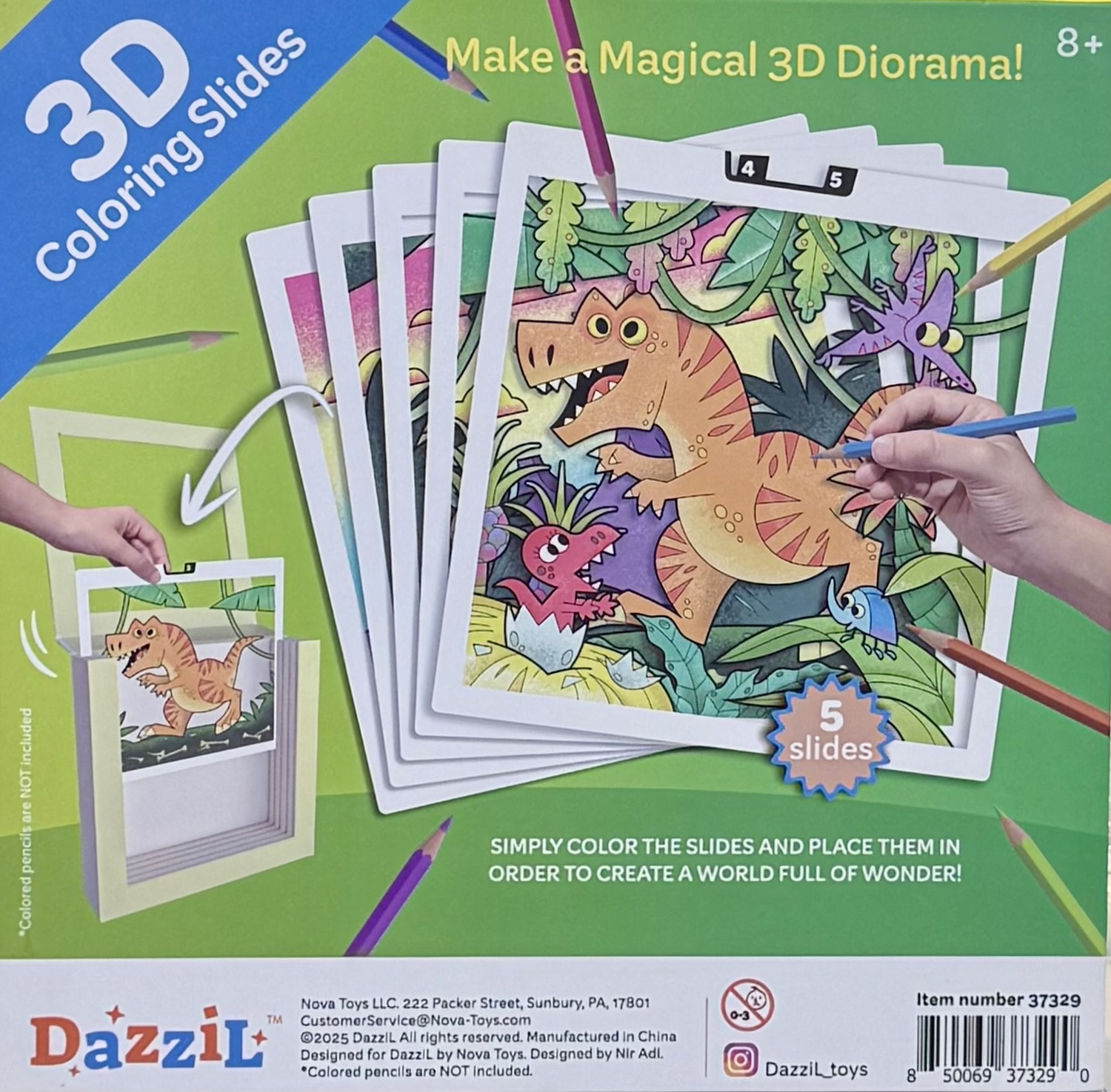 3D Coloring Slides - Dinosaur