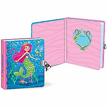 Peaceable Kingdom Mermaid Magic Shiny Foil Cover Lock and Key Diary