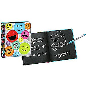 Funny Face Emoji Lock and Key Diary with Silver Pen