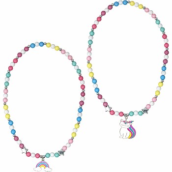 Rainbow caticorn beaded necklace