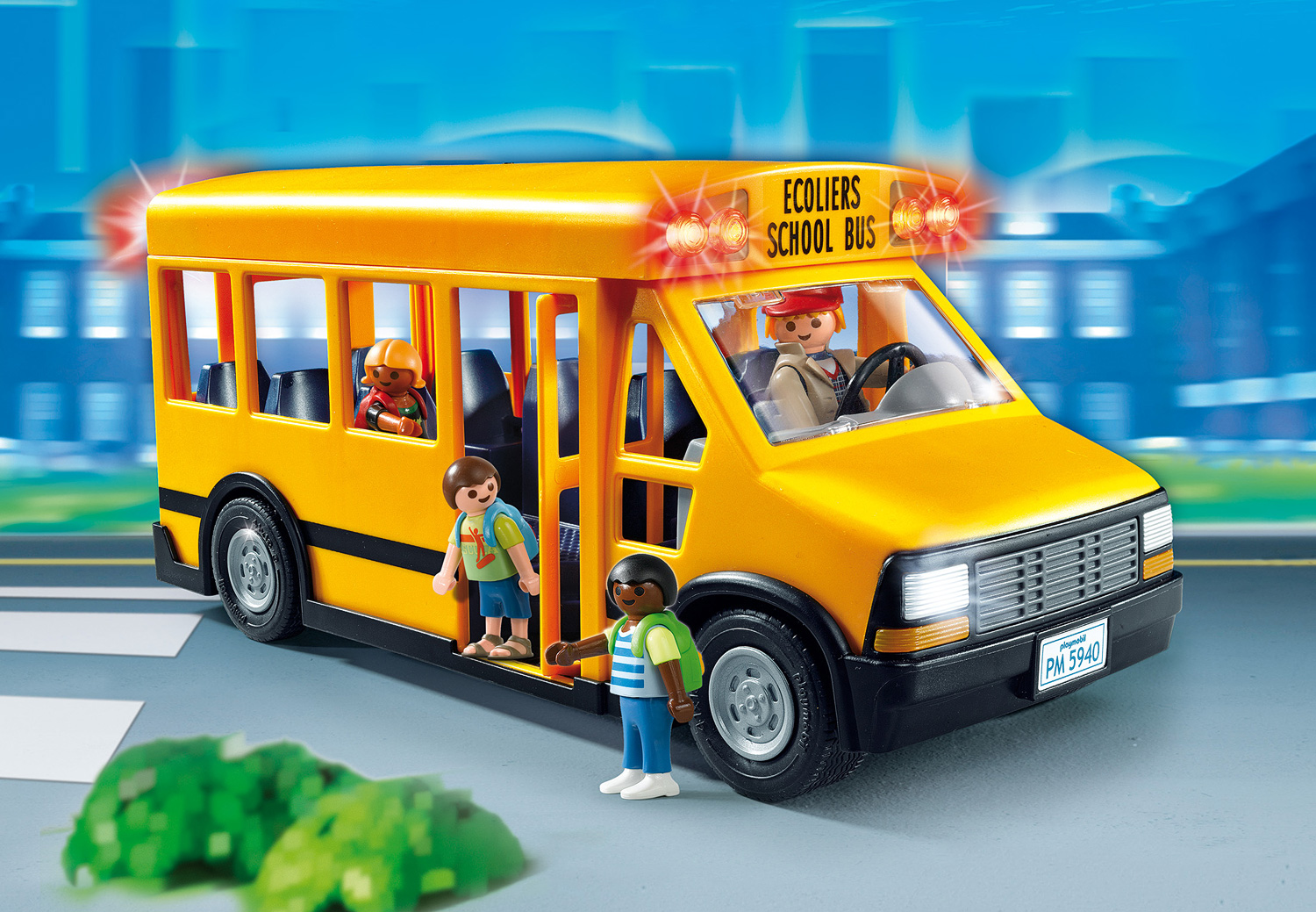 Ecole-stop sign school bus vintage Playmobil r418 
